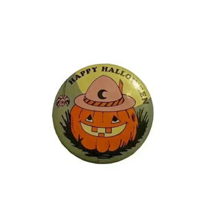 Vintage 1980s Halloween Pumpkin Pin Orange Metal Accessory